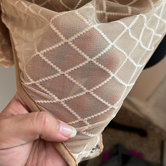 Mock turtleneck bodysuit sheer beige - Picture 2 of 3